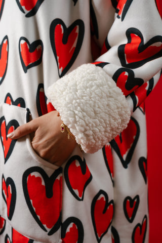 Ponji Kapüşonlu Battaniye - Karalama Kalpler