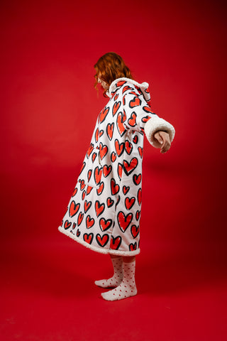 Ponji Kapüşonlu Battaniye - Karalama Kalpler