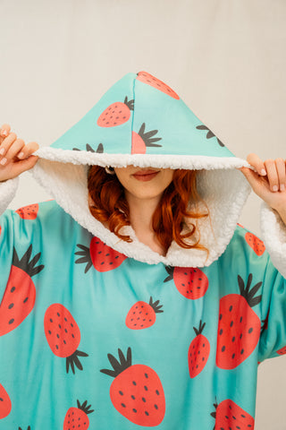 Ponji Kapüşonlu Battaniye - Çilek Reçeli