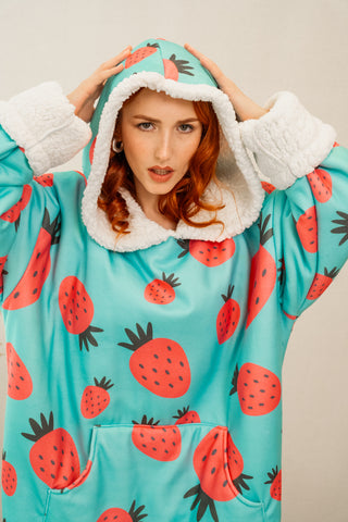 Ponji Kapüşonlu Battaniye - Çilek Reçeli