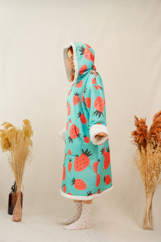 Ponji Kapüşonlu Battaniye - Çilek Reçeli