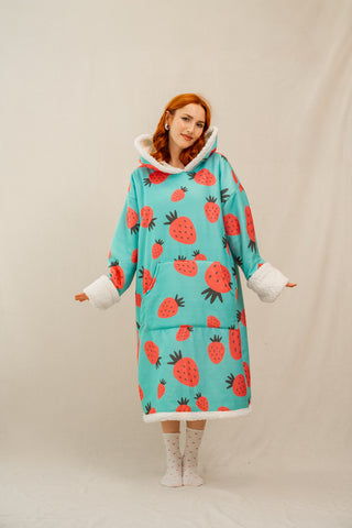 Ponji Kapüşonlu Battaniye - Çilek Reçeli