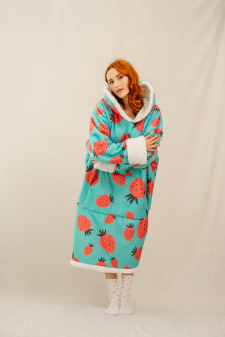 Ponji Kapüşonlu Battaniye - Çilek Reçeli