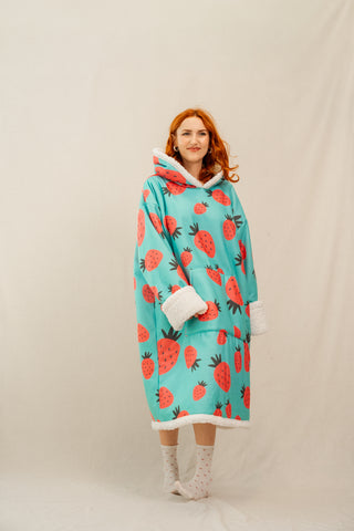 Ponji Kapüşonlu Battaniye - Çilek Reçeli