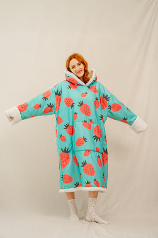 Ponji Kapüşonlu Battaniye - Çilek Reçeli