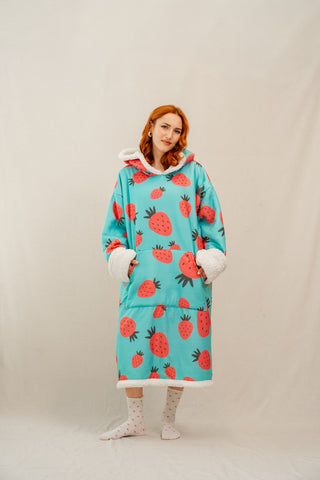 Ponji Kapüşonlu Battaniye - Çilek Reçeli