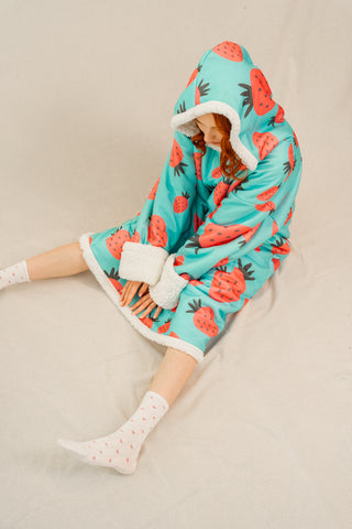 Ponji Kapüşonlu Battaniye - Çilek Reçeli