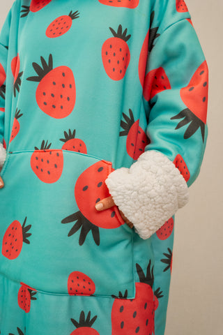 Ponji Kapüşonlu Battaniye - Çilek Reçeli