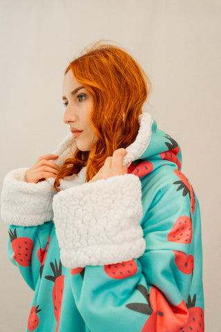 Ponji Kapüşonlu Battaniye - Çilek Reçeli