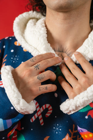 Ponji Kapüşonlu Battaniye - Yılbaşı Mavi Santa