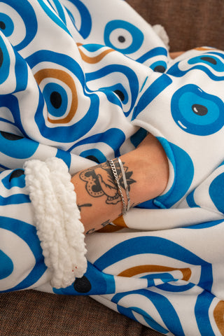 Ponji Kapüşonlu Battaniye - Nazar Boncukları