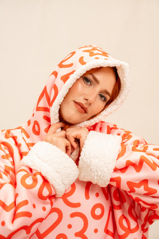 Ponji Kapüşonlu Battaniye - Pembe İzler