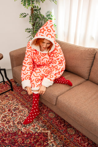 Ponji Kapüşonlu Battaniye - Pembe İzler