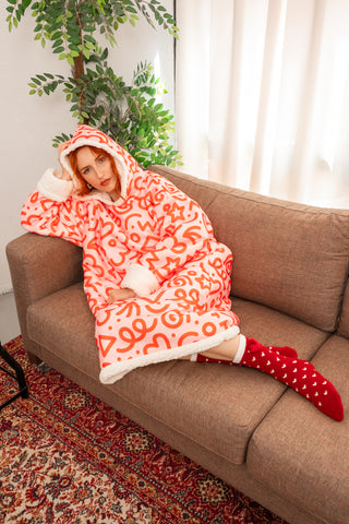 Ponji Kapüşonlu Battaniye - Pembe İzler