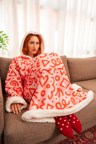 Ponji Kapüşonlu Battaniye - Pembe İzler