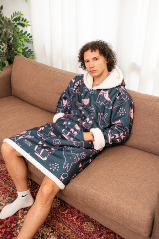 Ponji Kapüşonlu Battaniye - Kedi Skeç