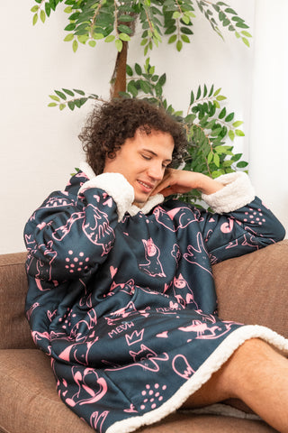 Ponji Kapüşonlu Battaniye - Kedi Skeç