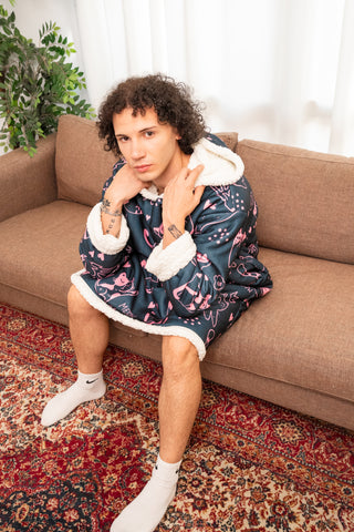 Ponji Kapüşonlu Battaniye - Kedi Skeç