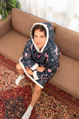 Ponji Kapüşonlu Battaniye - Kedi Skeç